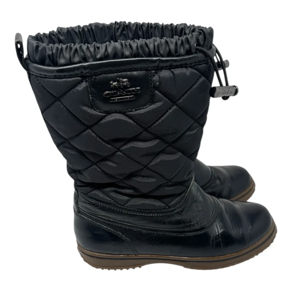 🤑Coach Samara 🖤Gorpcore Utility Black Quilted Nylon & Leather Mid Snow Boots 6
